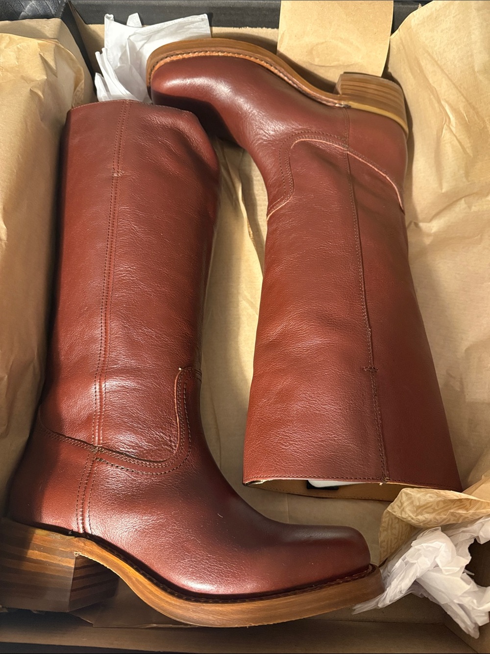 Frye Campus 14L Women's Tall Leather Boot — NEW IN BOX Garnet - Picture 1 of 10